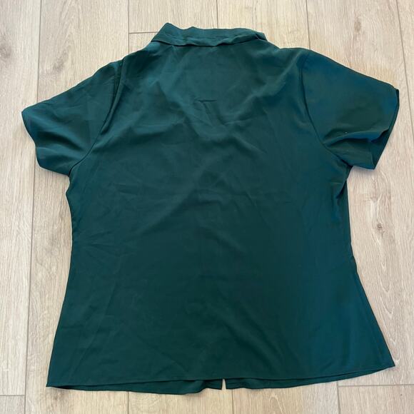 Calvin Klein Women’s Hunter Green Tulip Sleeve Blouse Sz XL - Picture 2 of 7